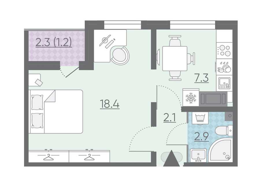Однокомнатная квартира в : площадь 31.9 м2 , этаж: 3 – купить в Санкт-Петербурге